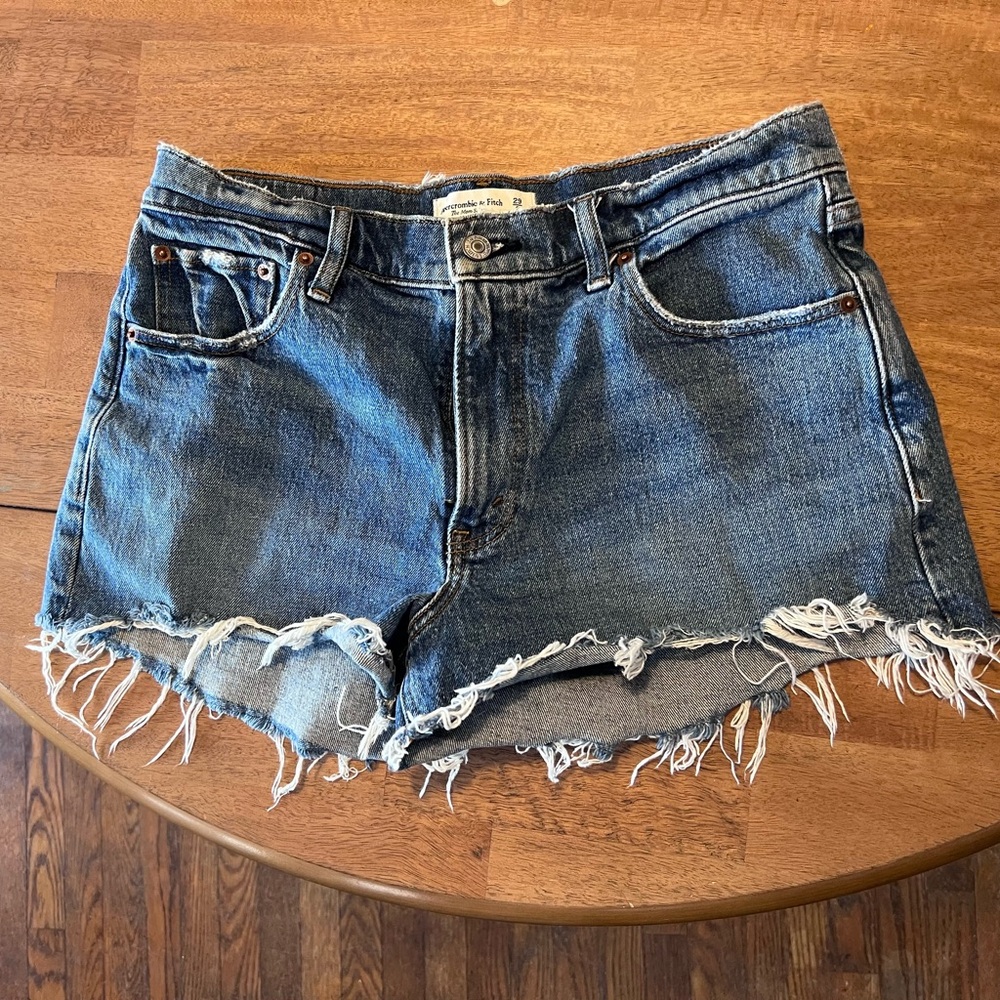 Abercrombie & Fitch Distressed Blue Jean Shorts